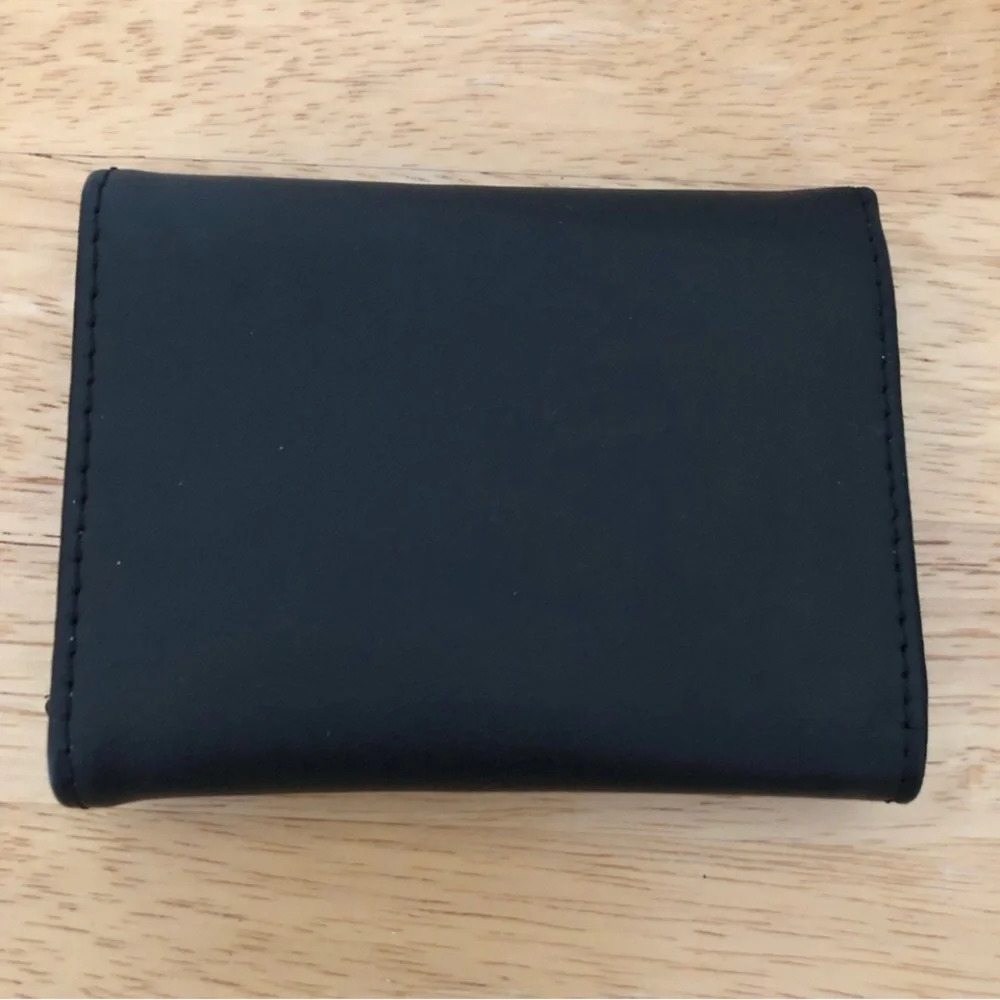 Generic wallet billfold trifold leather card holder black smooth new in box